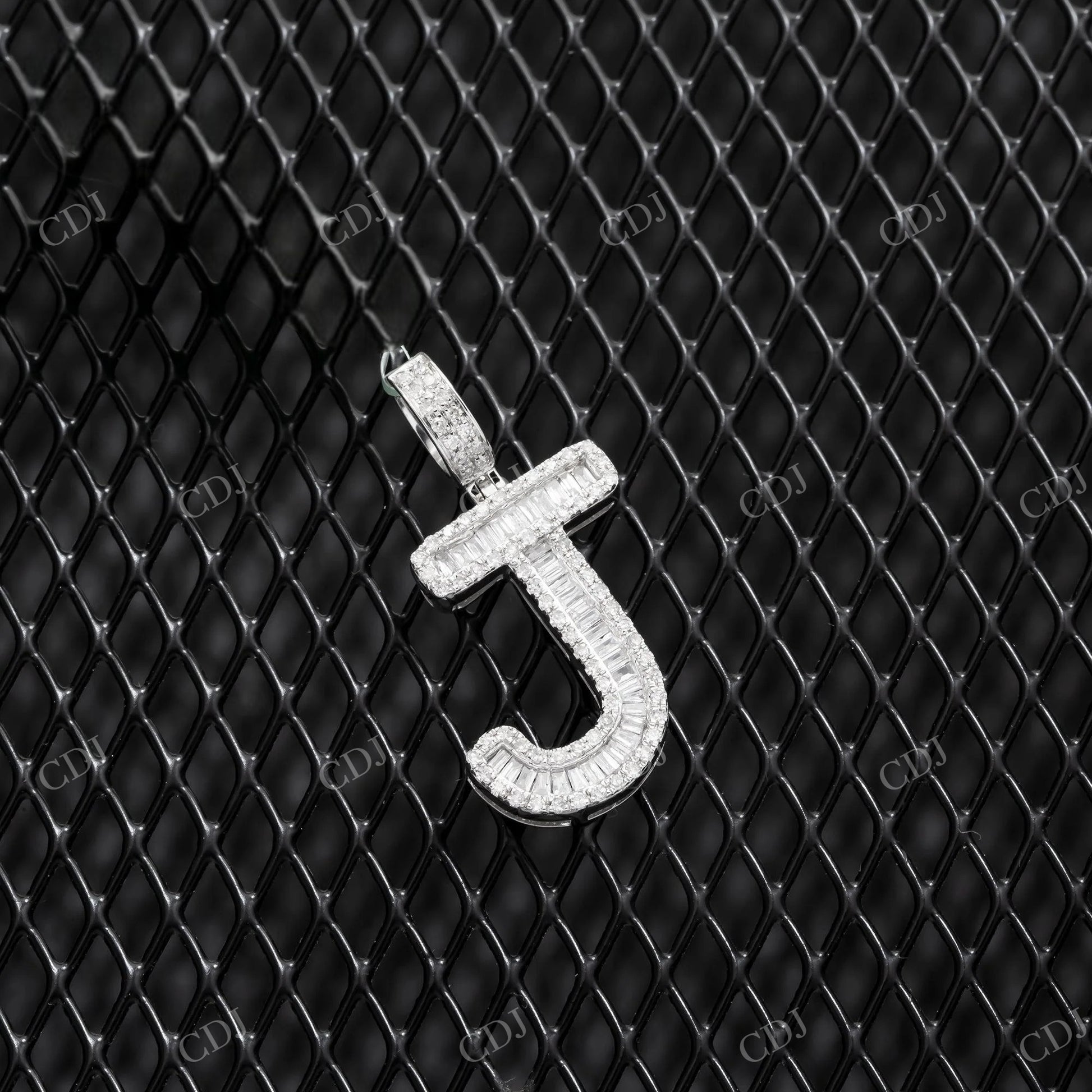 925 Silver Moissanite J Alphabet Pendant Hip Hop Pendent customdiamjewel