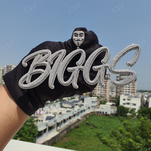 "BIGGS" Name iced out Moissanite 925 Silver Pendant hip hop jewelry customdiamjewel   