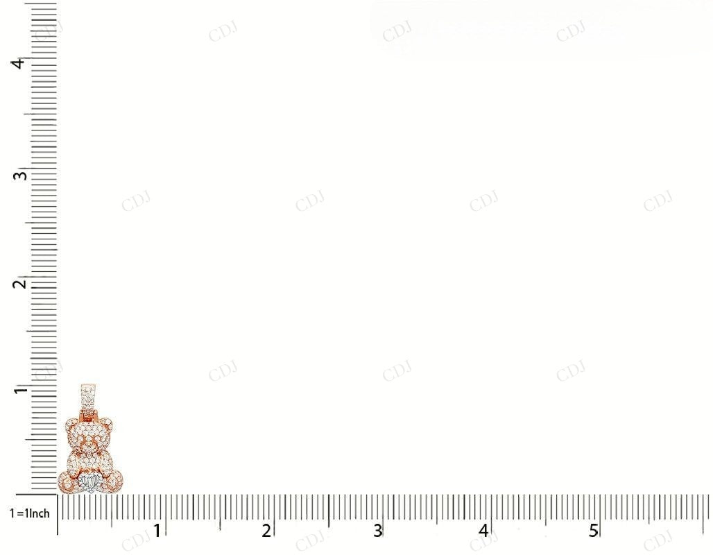 1"1.23CTW Sterling Silver Moissanite Teddy Bear Pendant CustomDiamJewel