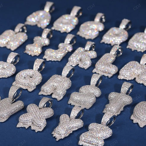 Full Iced out VVS Lab Diamond 10K Gold Alphabets Pendant hip hop jewelry CustomDiamJewel