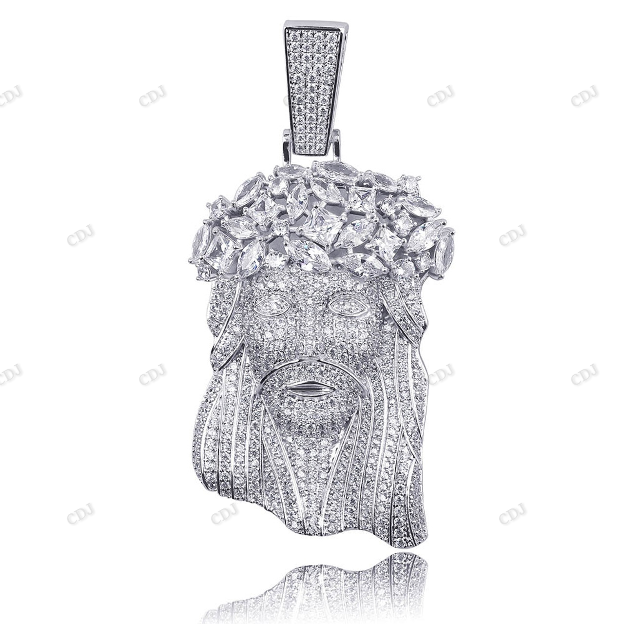 Crown Of Thorns Flooded Iced Out Jesus Pendant hip hop jewelry CustomDiamJewel
