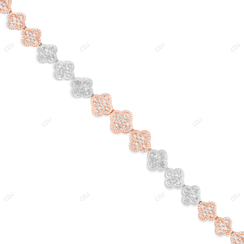 VVS Moissanite 925 Silver Two Tone Mens Clover Jewelry CustomDiamJewel