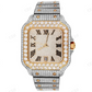 Real Diamond Two Tone Iced Out Cartier Santos Automatic Watch customdiamjewel