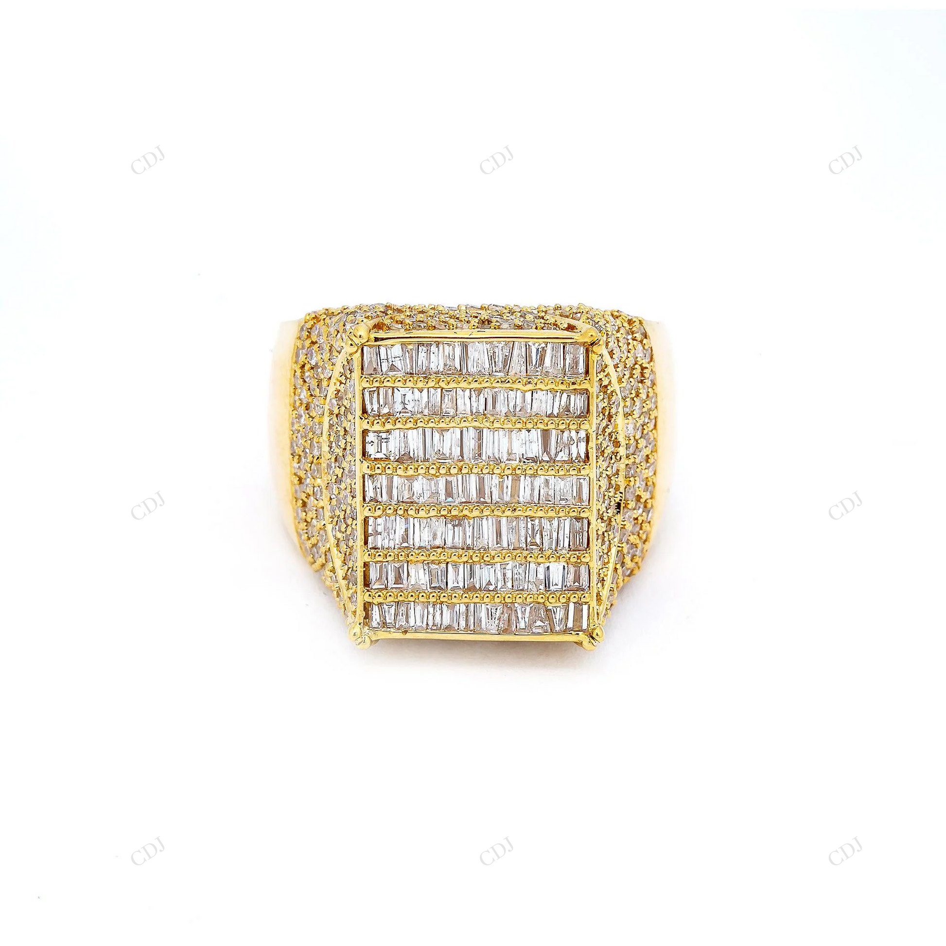 4.73 CTW 14k Yellow Gold Men's Moissanite Ring hip hop jewelry customdiamjewel