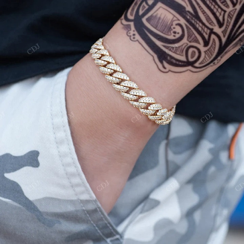 Full Ice Out Moissanite Diamond Cuban Bracelet hip hop jewelry CustomDiamJewel