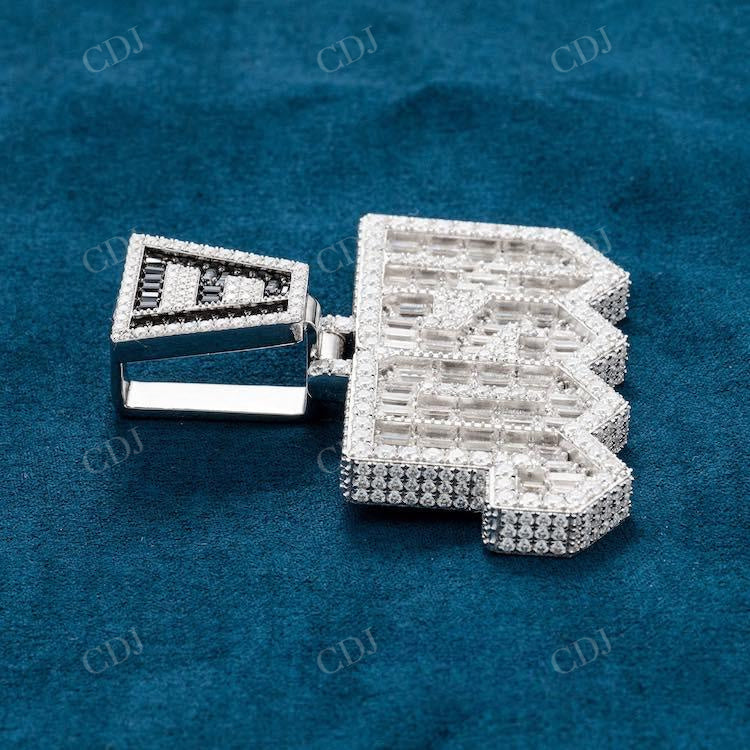 Custom name Josh Baguette And Round Cluster Diamond Hip Hop Pendant  customdiamjewel   