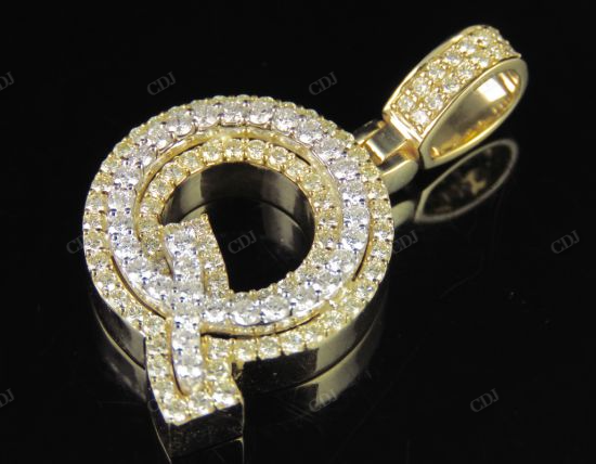 1.5" 1.5 CTW 14K Gold Real Diamond Custom 3D Initial 'Q' Letter Pendant CustomDiamJewel