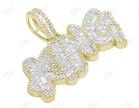 925 Silver Baguette Diamond King Letter Pendant hip hop jewelry CustomDiamJewel