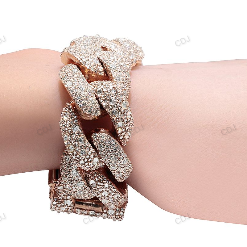 Hip Hop Style Silver Mosaic Setting Cuban Bracelet hip hop jewelry customdiamjewel