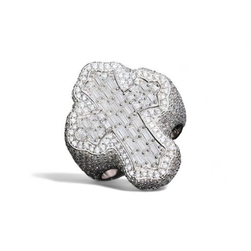 Hip Hop Custom Baguette Cross Ring For Men's hip hop jewelry CustomDiamJewel