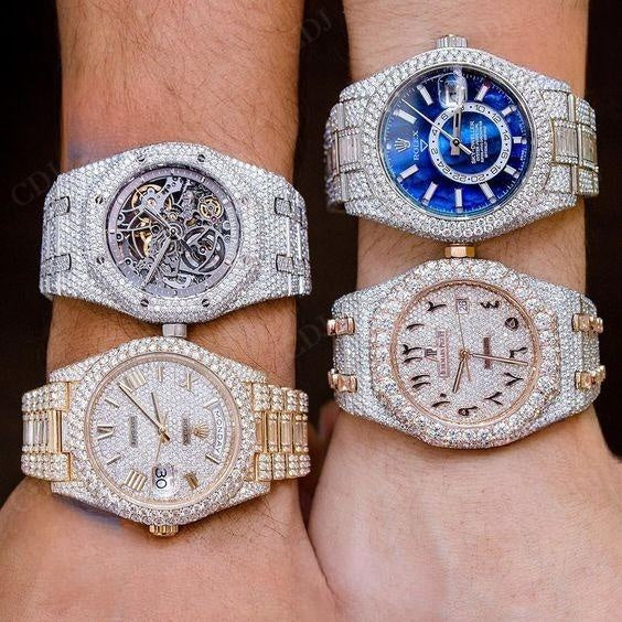 41MM Fully Iced Out Hip Hop Luxury Handmade Moissanite Watch For Men's customdiamjewel