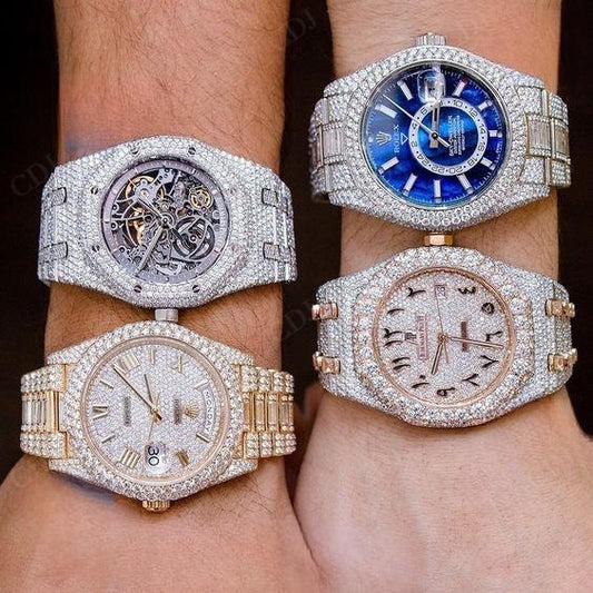 41MM Fully Iced Out Hip Hop Luxury Handmade Moissanite Watch For Men's customdiamjewel