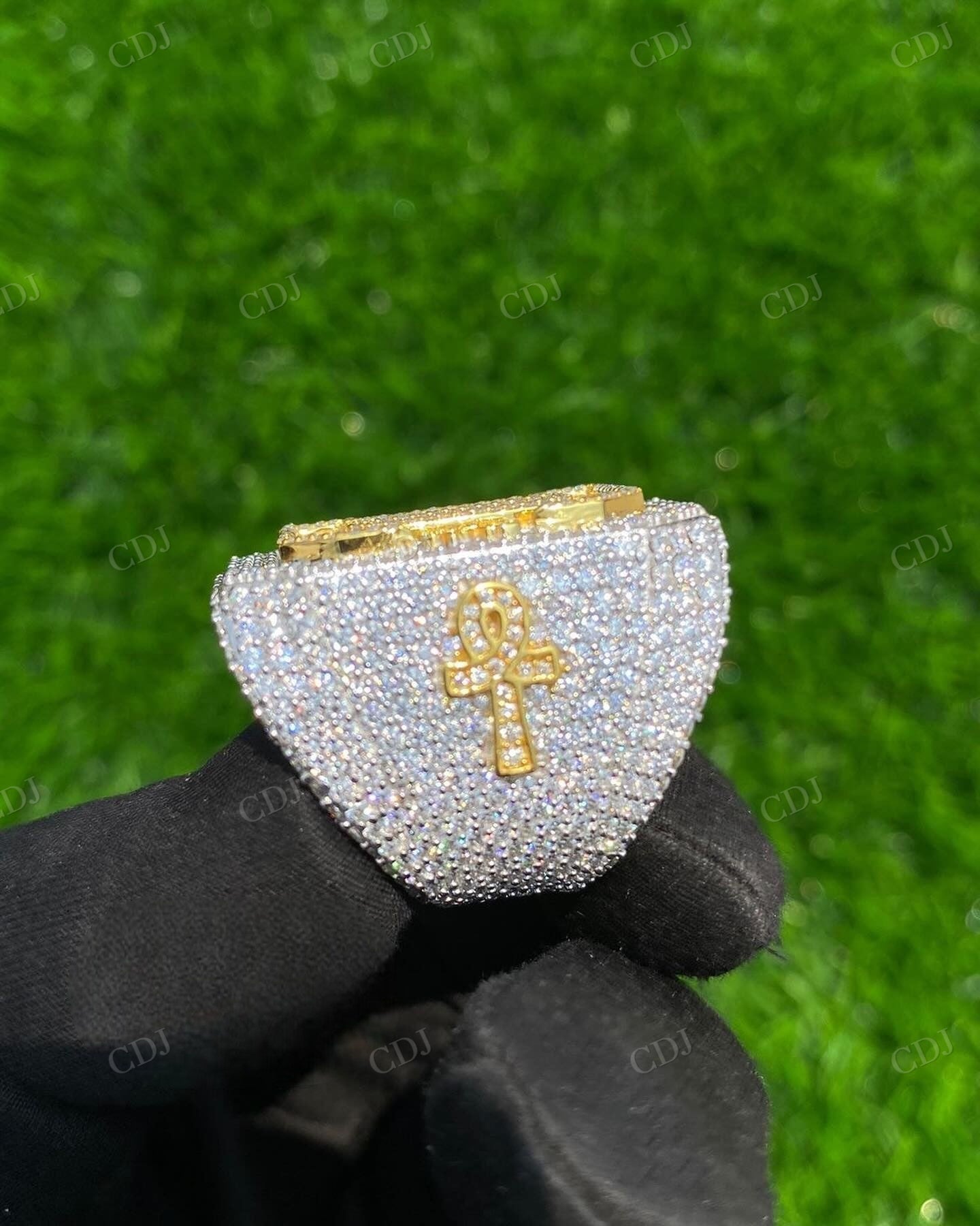 Trendy Design Two Tone D Letter Hip Hop Ring hip hop jewelry CustomDiamJewel   
