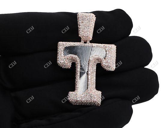S925 Silver Letter T Moissanite Diamond Initial Pendant hip hop jewelry CustomDiamJewel