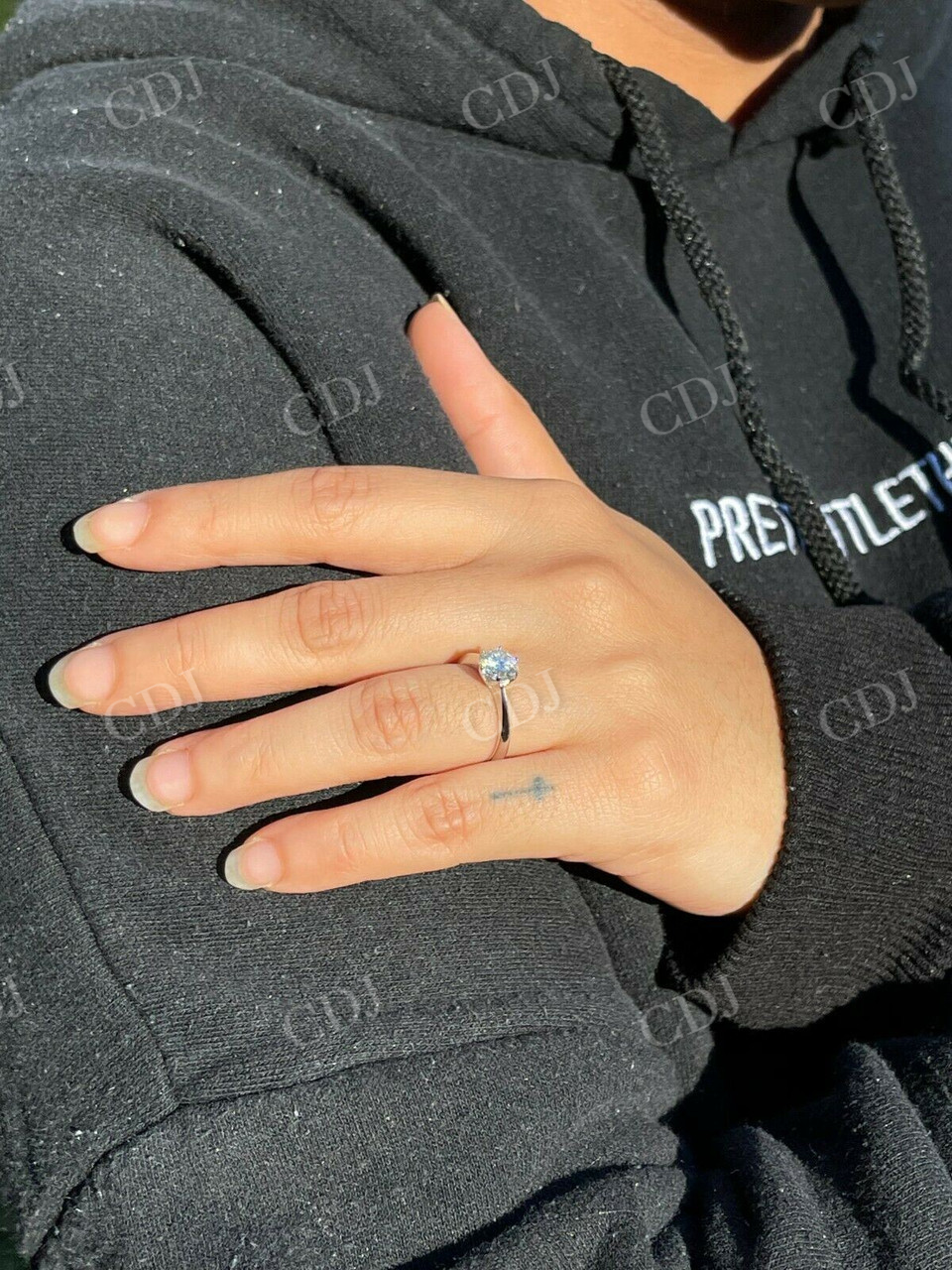 Round Cut Solitaire Moissanite Engagement Ring  customdiamjewel   