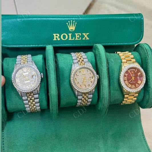 Customized Two Tone Full Iced Out ETA Swiss Movement Lab Diamond Watch hip hop jewelry CustomDiamJewel