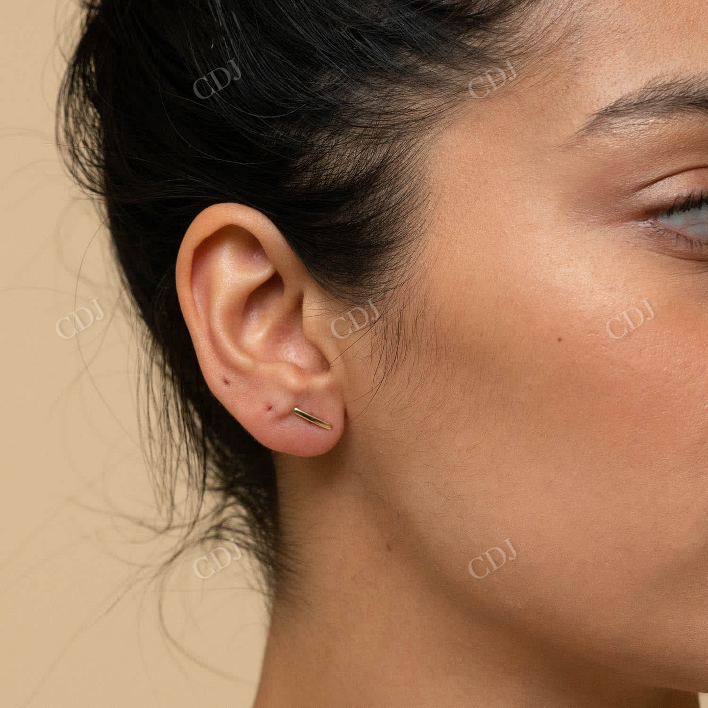 14k Gold Mini Bar Stud Earrings For Women  customdiamjewel   