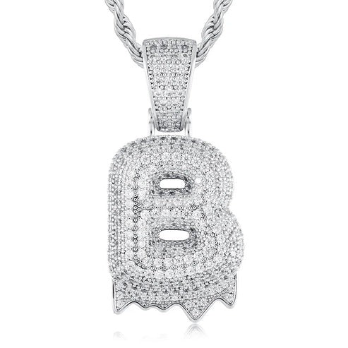Full Iced out VVS Lab Diamond 10K Gold Alphabets Pendant
