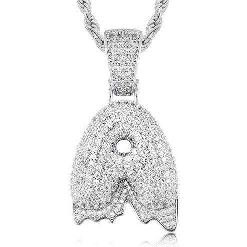 Full Iced out VVS Lab Diamond 10K Gold Alphabets Pendant