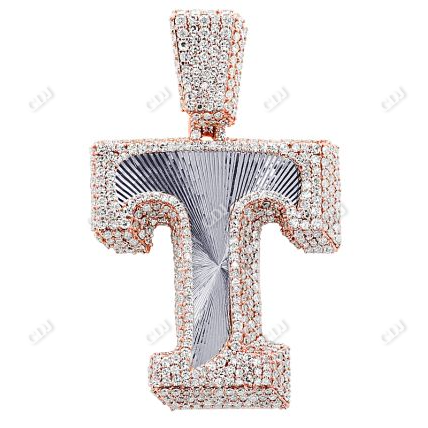S925 Silver Letter T Moissanite Diamond Initial Pendant hip hop jewelry CustomDiamJewel