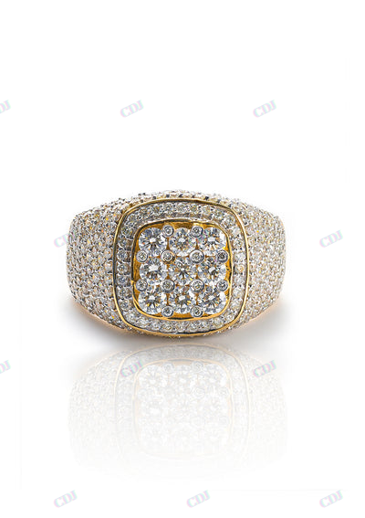 Solid Yellow Gold Plated Diamond Set Mens Ring hip hop jewelry CustomDiamJewel