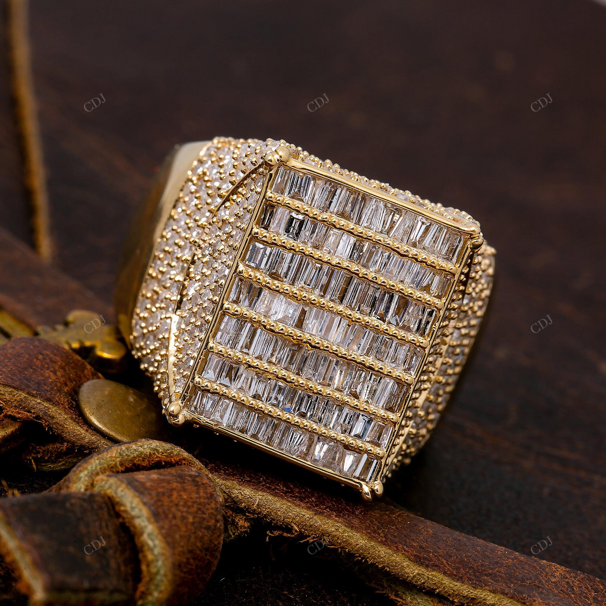 4.73 CTW 14k Yellow Gold Men's Moissanite Ring hip hop jewelry customdiamjewel