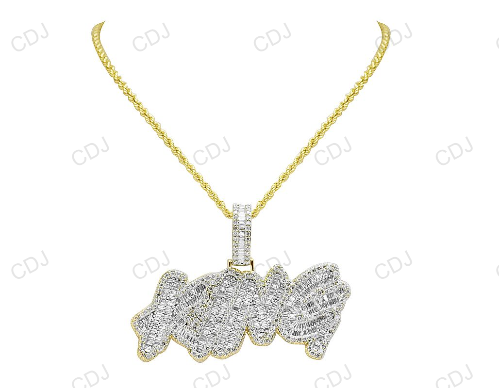 925 Silver Baguette Diamond King Letter Pendant hip hop jewelry CustomDiamJewel