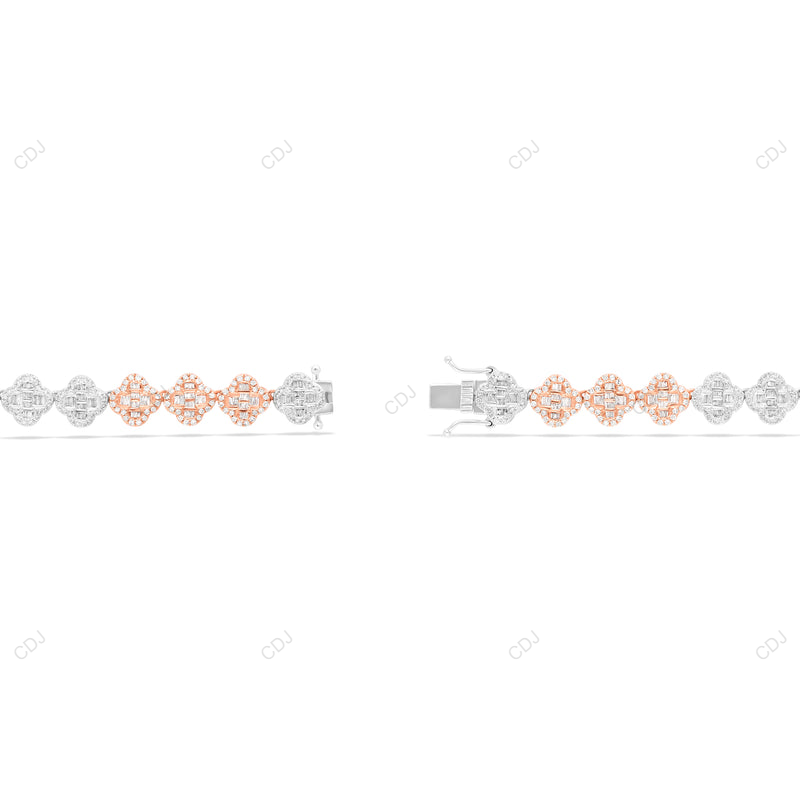 VVS Moissanite 925 Silver Two Tone Mens Clover Jewelry CustomDiamJewel