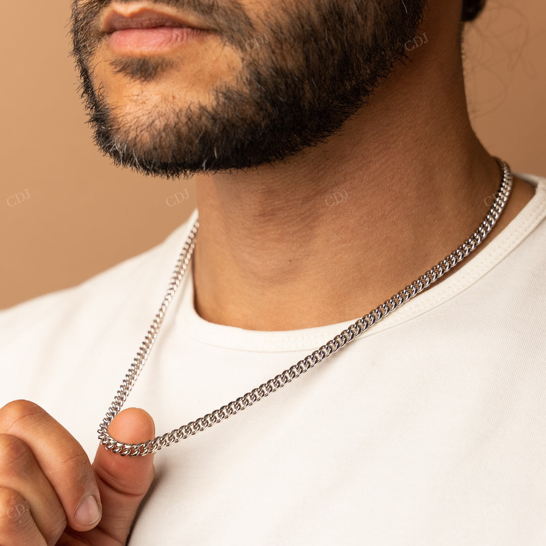 925 Sterling Silver Daily Wear Simple Cuban Link Chain For Men hip hop jewelry CustomDiamJewel