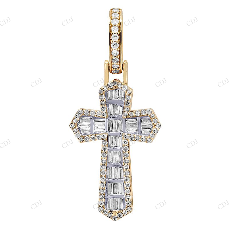 10K Gold Lab Grown Diamond 1.4 Inch Cross Pendant Hip Hop Pendent customdiamjewel