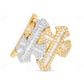 10K Two tone Gold Baguette & Round Diamond Cross Ring hip hop jewelry CustomDiamJewel