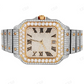 Real Diamond Two Tone Iced Out Cartier Santos Automatic Watch customdiamjewel