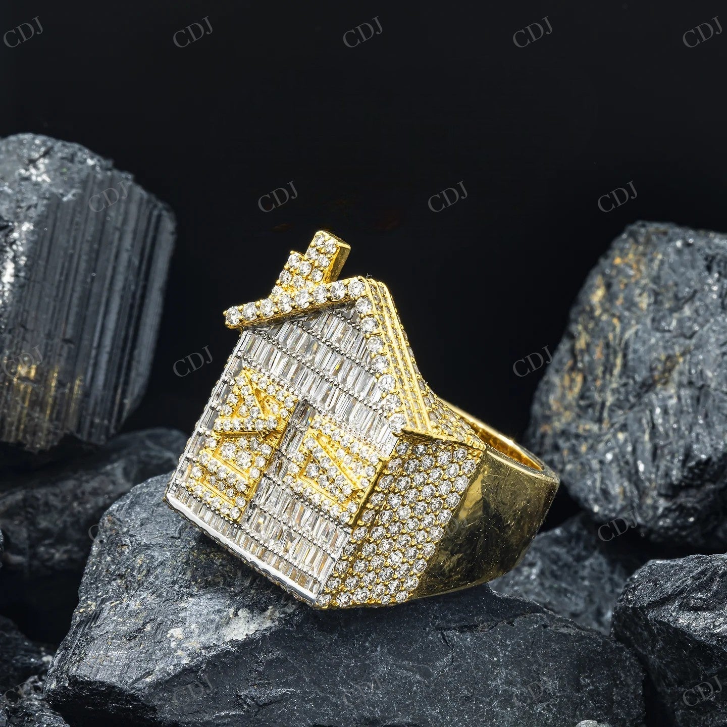 4.14 CTW Sterling Silver Moissanite Hip Hop Men's Ring Hip Hop Ring customdiamjewel