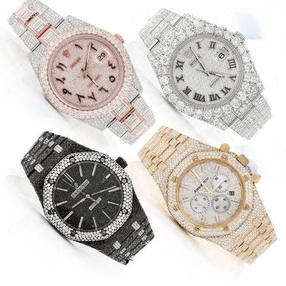 41MM Fully Iced Out Hip Hop Luxury Handmade Moissanite Watch For Men's customdiamjewel