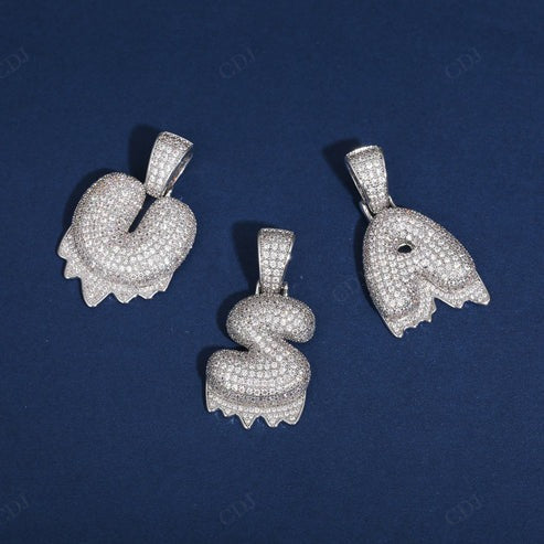 Full Iced out VVS Lab Diamond 10K Gold Alphabets Pendant hip hop jewelry CustomDiamJewel