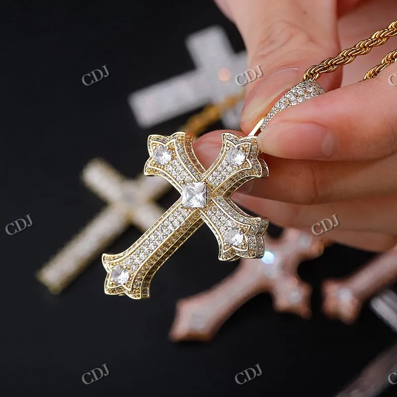 Custom Fully Iced Out Cross Diamond Pendant hip hop jewelry CustomDiamJewel