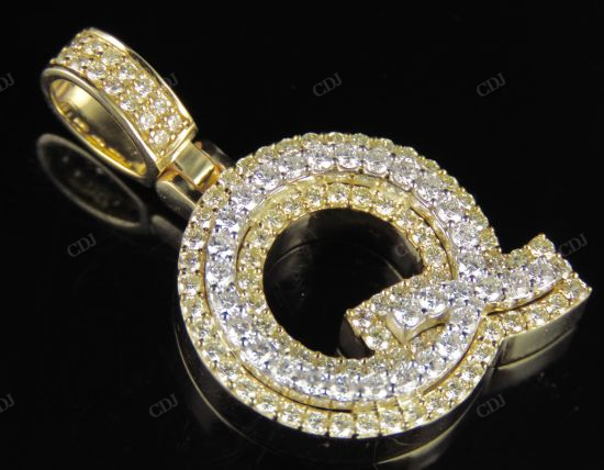 1.5" 1.5 CTW 14K Gold Real Diamond Custom 3D Initial 'Q' Letter Pendant CustomDiamJewel