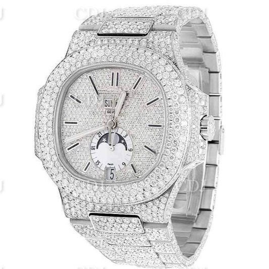 Iced Out Natural Diamond Patek Philippe Watch customdiamjewel