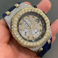 Blue Silicon Belt Moissanite Iced Out Watch For Men customdiamjewel