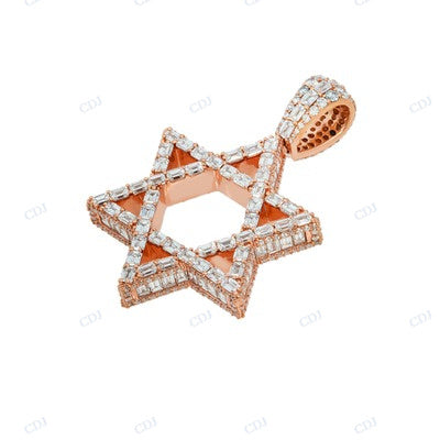 925 Sterling Silver Star Shape Pendant hip hop jewelry CustomDiamJewel