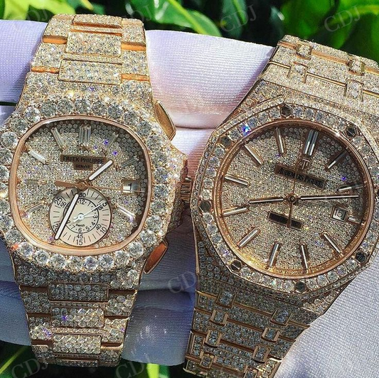 Custom Handmade Bust Down Full Rose Patek Philippe Hip Hop Watch customdiamjewel