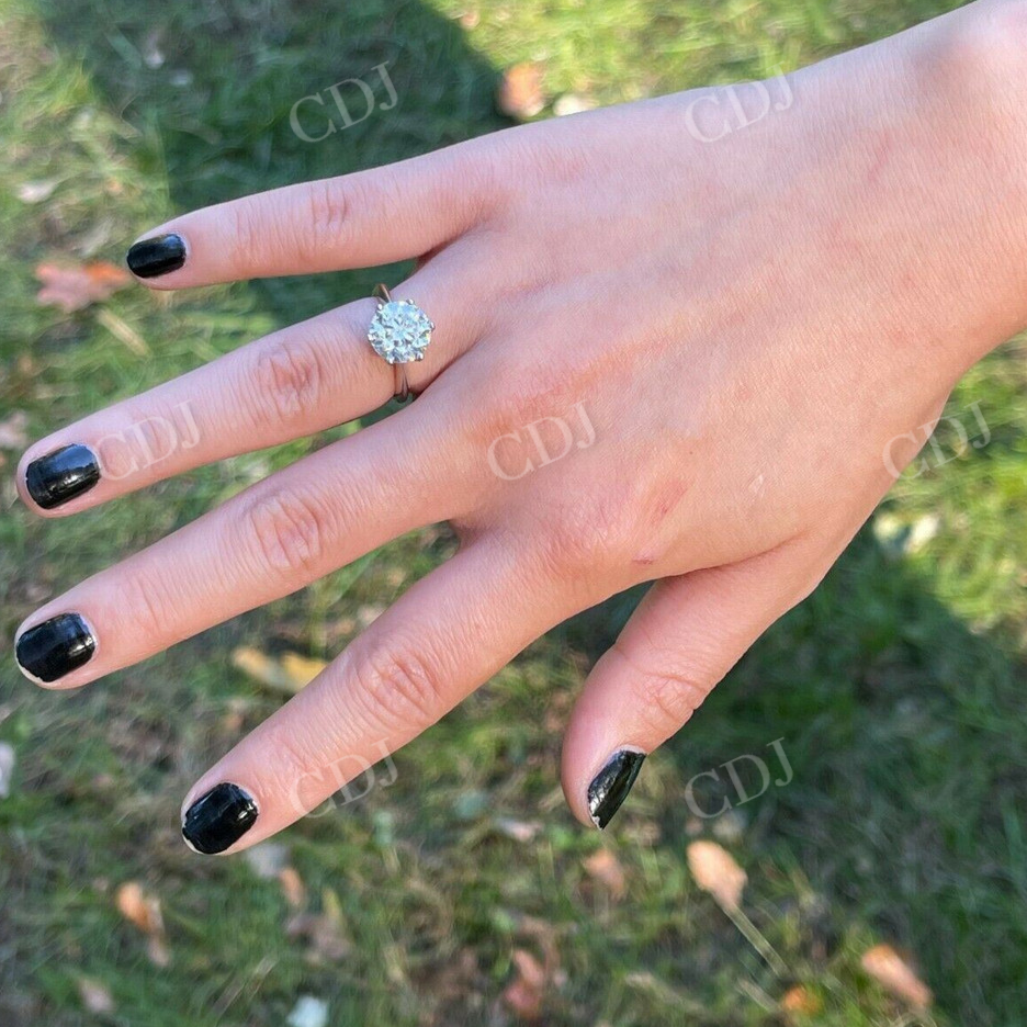 Round Cut Solitaire Moissanite Engagement Ring  customdiamjewel   