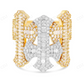10K Two tone Gold Baguette & Round Diamond Cross Ring hip hop jewelry CustomDiamJewel
