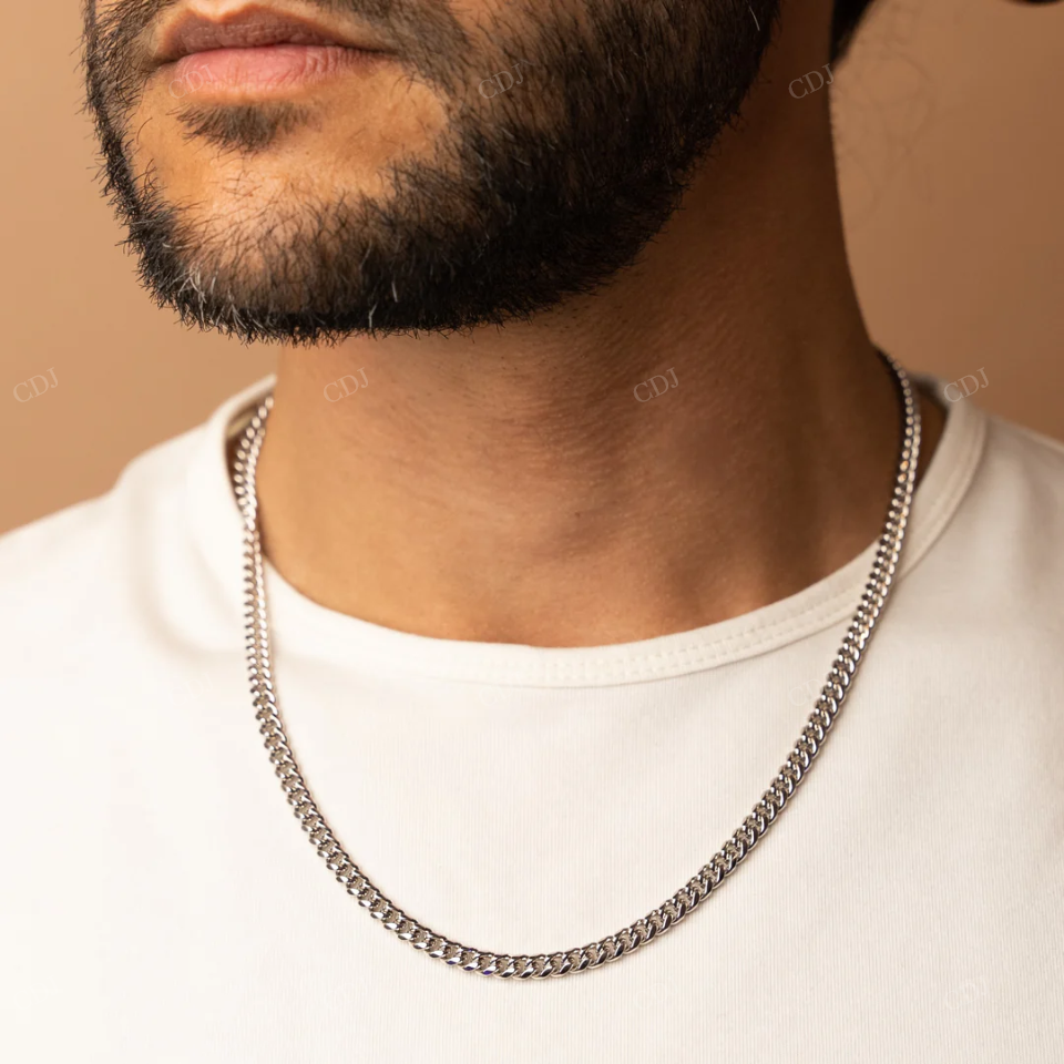 925 Sterling Silver Daily Wear Simple Cuban Link Chain For Men hip hop jewelry CustomDiamJewel