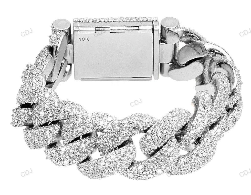 Hip Hop Style Silver Mosaic Setting Cuban Bracelet hip hop jewelry customdiamjewel