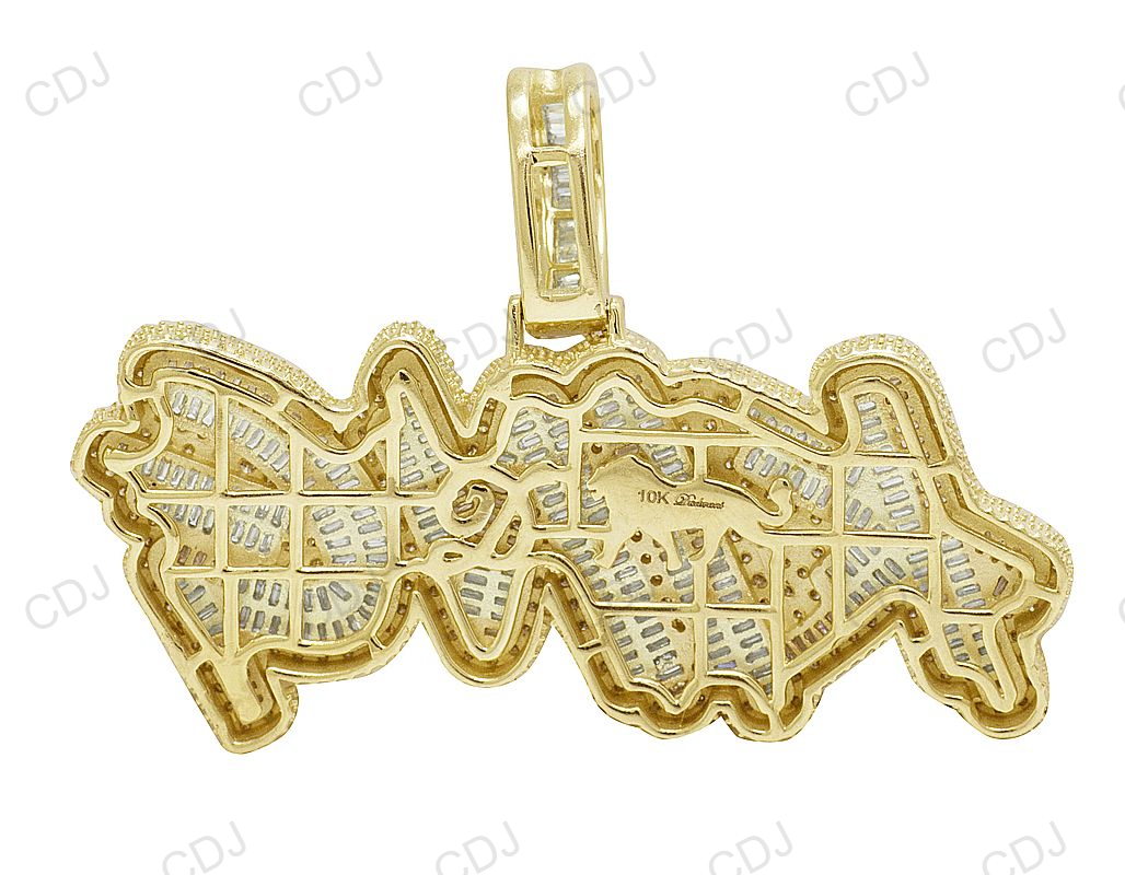 925 Silver Baguette Diamond King Letter Pendant hip hop jewelry CustomDiamJewel