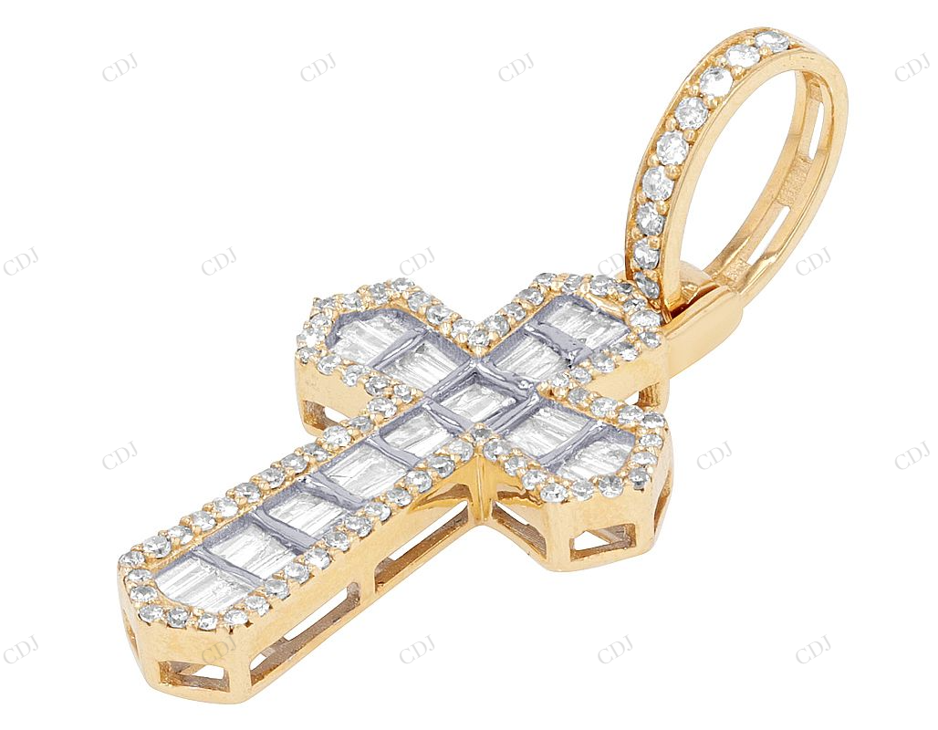 10K Gold Lab Grown Diamond 1.4 Inch Cross Pendant Hip Hop Pendent customdiamjewel