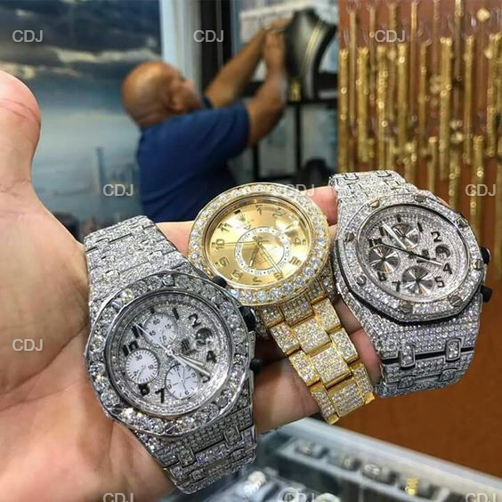 Hip Hop Fully Iced Out Moissanite Watches customdiamjewel