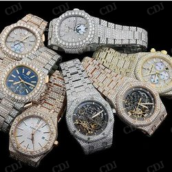 Custom Handmade Bust Down Full Rose Patek Philippe Hip Hop Watch customdiamjewel