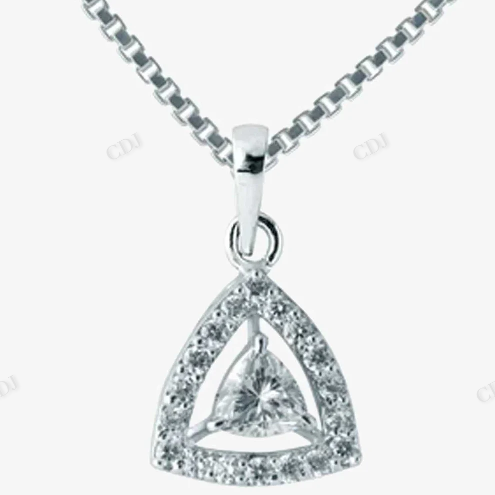 Silver white Gold Plated Trillian Cut Halo Moissanite Pendant hip hop jewelry CustomDiamJewel